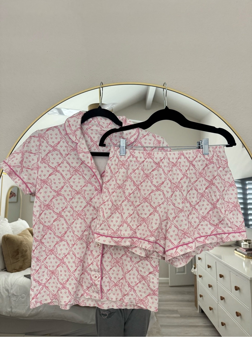 Roller Rabbit Pink and White Heart Print Pajama Top